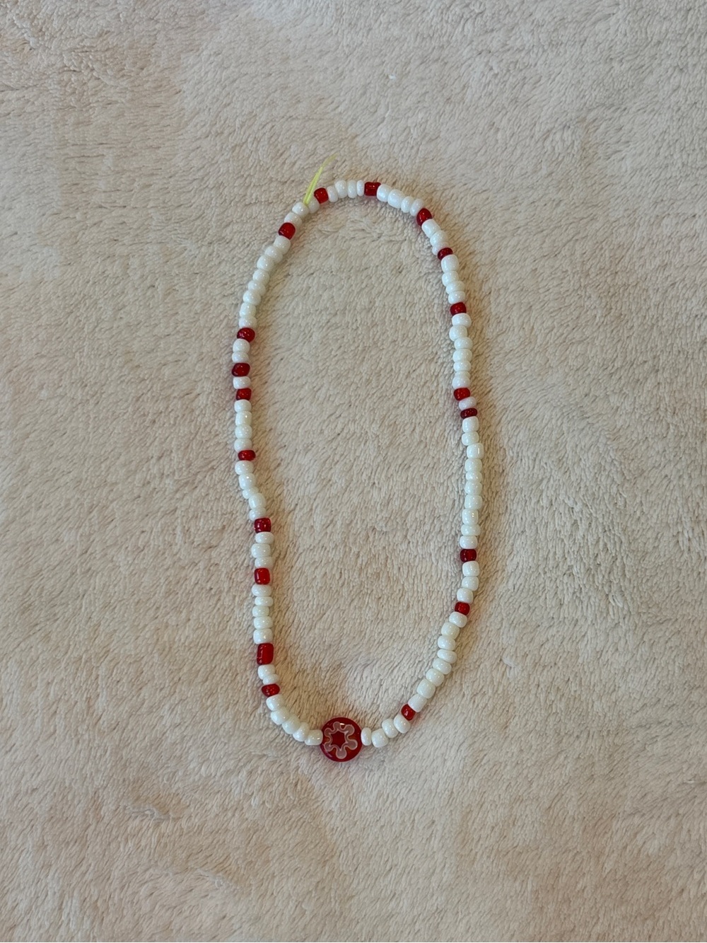 Red and White Beaded Choker